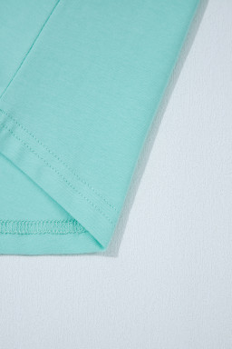 Mint Green Frilled Trim Crewneck Loose Fit Mini Dress