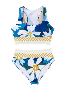 Green Floral Print Racerback High Waist Bikini Swimwear