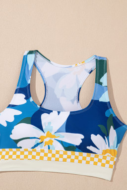 Green Floral Print Racerback High Waist Bikini Swimwear