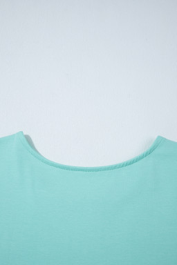 Mint Green Frilled Trim Crewneck Loose Fit Mini Dress