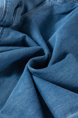 Dusk Blue Mineral Wash Button High Waist Wide Leg Jeans