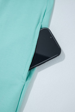 Mint Green Frilled Trim Crewneck Loose Fit Mini Dress