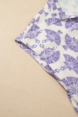 Sky Blue Abstract Print Collared Mini Dress