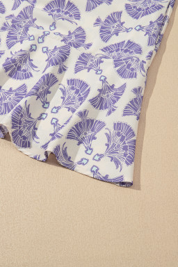 Sky Blue Abstract Print Collared Mini Dress