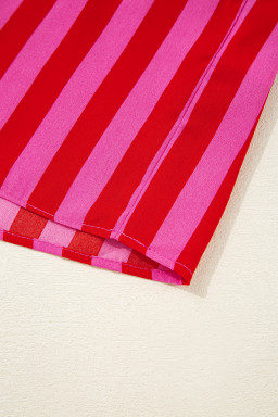 Rose Stripe Ruffle Strap Shirred Bodice Tiered Maxi Dress