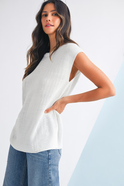 Jet Stream Solid Color Side Slits Sweater Tee