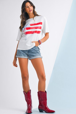 White Flag Bow Graphic Crewneck Tee