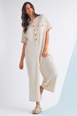 Jet Stream Patchwork Pocket Short Sleeve Jumpsuit