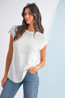 Jet Stream Solid Color Side Slits Sweater Tee