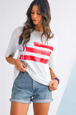 White Flag Bow Graphic Crewneck Tee