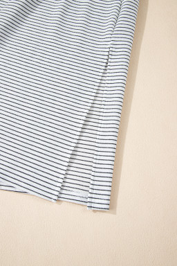 White Striped Criss Cross Back Side Slits Slim Fit Sleeveless Dress