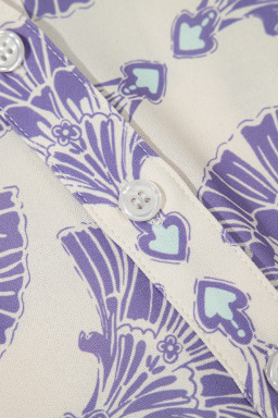 Sky Blue Abstract Print Collared Mini Dress