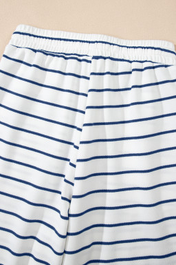 Sail Blue Casual Striped Tee and Wide Leg Pants Set