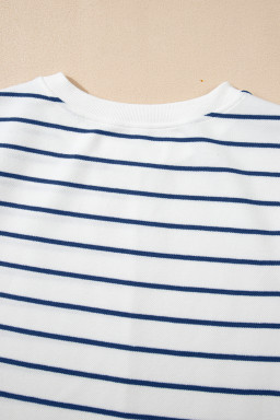 Sail Blue Casual Striped Tee and Wide Leg Pants Set