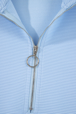 Beau Blue Solid Ribbed Short Sleeve Tee and Shorts Set
