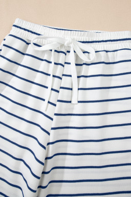 Sail Blue Casual Striped Tee and Wide Leg Pants Set