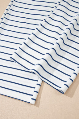 Sail Blue Casual Striped Tee and Wide Leg Pants Set