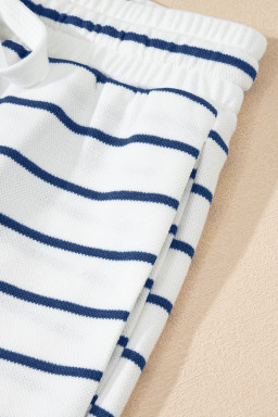 Sail Blue Casual Striped Tee and Wide Leg Pants Set