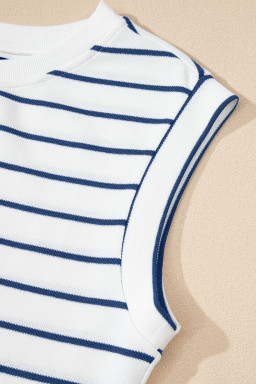 Sail Blue Casual Striped Tee and Wide Leg Pants Set