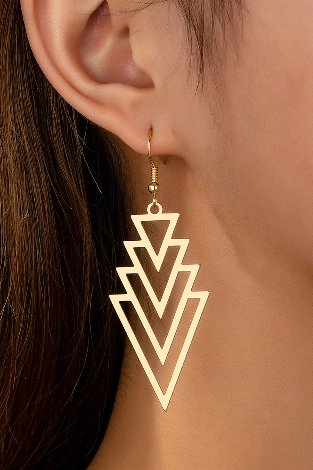 Gold Hollow Out Geometric Drop Earrings