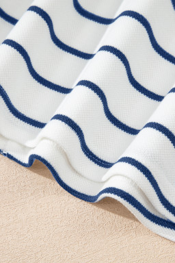 Sail Blue Casual Striped Tee and Wide Leg Pants Set