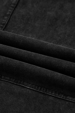 Black Mineral Wash Exposed Seam Wide Leg Cargo Pants