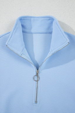 Beau Blue Solid Ribbed Short Sleeve Tee and Shorts Set