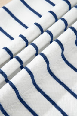 Sail Blue Casual Striped Tee and Wide Leg Pants Set