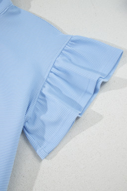Beau Blue Solid Ribbed Short Sleeve Tee and Shorts Set
