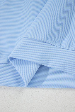 Beau Blue Solid Ribbed Short Sleeve Tee and Shorts Set