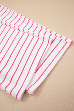 Rose Stripe Casual  Tee and Wide Leg Pants Set