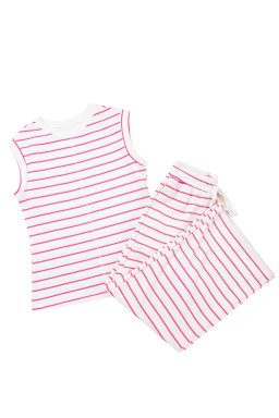 Rose Stripe Casual  Tee and Wide Leg Pants Set