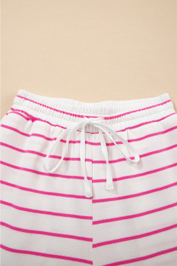 Rose Stripe Casual  Tee and Wide Leg Pants Set