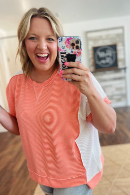 Carrot Twist Rib Colorblock Plus Size Top