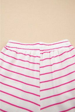 Rose Stripe Casual  Tee and Wide Leg Pants Set