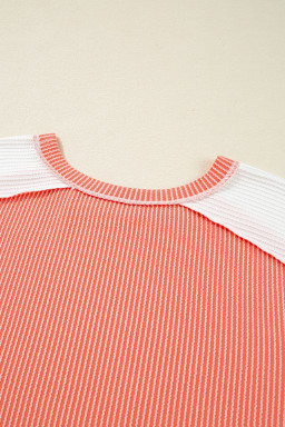 Carrot Twist Rib Colorblock Plus Size Top