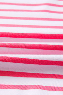 Pink Striped Patchwork Exposed Seam Loose Tee