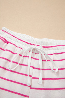 Rose Stripe Casual  Tee and Wide Leg Pants Set
