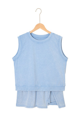 Myosotis Mineral Wash Sleeveless Top and Split Skort Set