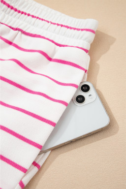 Rose Stripe Casual  Tee and Wide Leg Pants Set