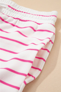 Rose Stripe Casual  Tee and Wide Leg Pants Set