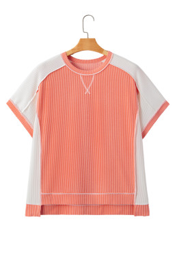 Carrot Twist Rib Colorblock Plus Size Top