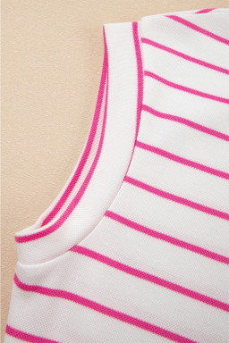 Rose Stripe Casual  Tee and Wide Leg Pants Set