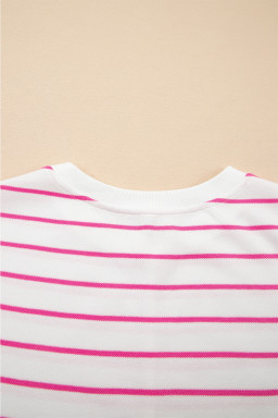 Rose Stripe Casual  Tee and Wide Leg Pants Set