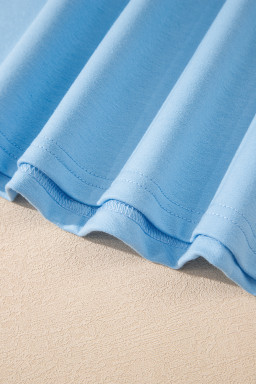 Myosotis V Neck Drop Shoulder Tee and Patchwork Shorts Set