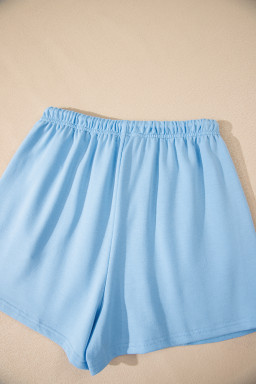 Myosotis V Neck Drop Shoulder Tee and Patchwork Shorts Set