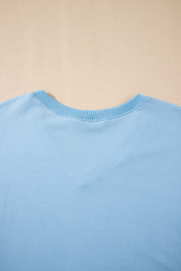 Myosotis V Neck Drop Shoulder Tee and Patchwork Shorts Set