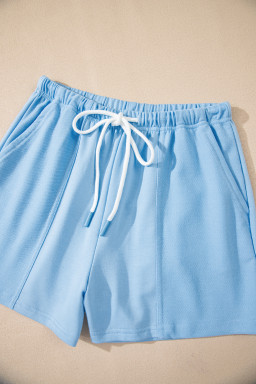 Myosotis V Neck Drop Shoulder Tee and Patchwork Shorts Set