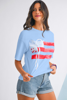 Myosotis Flag Bow Graphic Crewneck Tee