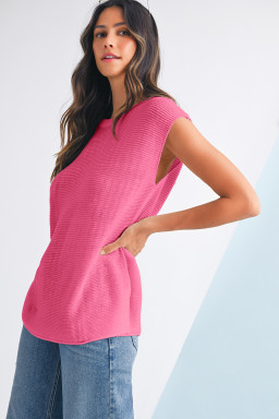 Sachet Pink Solid Color Side Slits Knit Tee